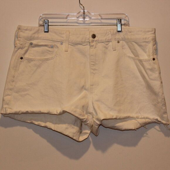 Madewell White High Rise Plus Relaxed Denim Jean Shorts Women's Size 18W i - Picture 4 of 12